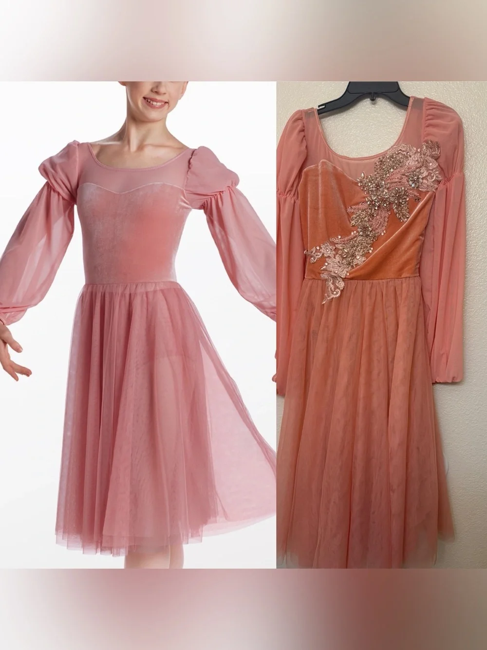 Dance Costume lyrical pink peach maxi dress Kissing You 17430 SA-Small adult